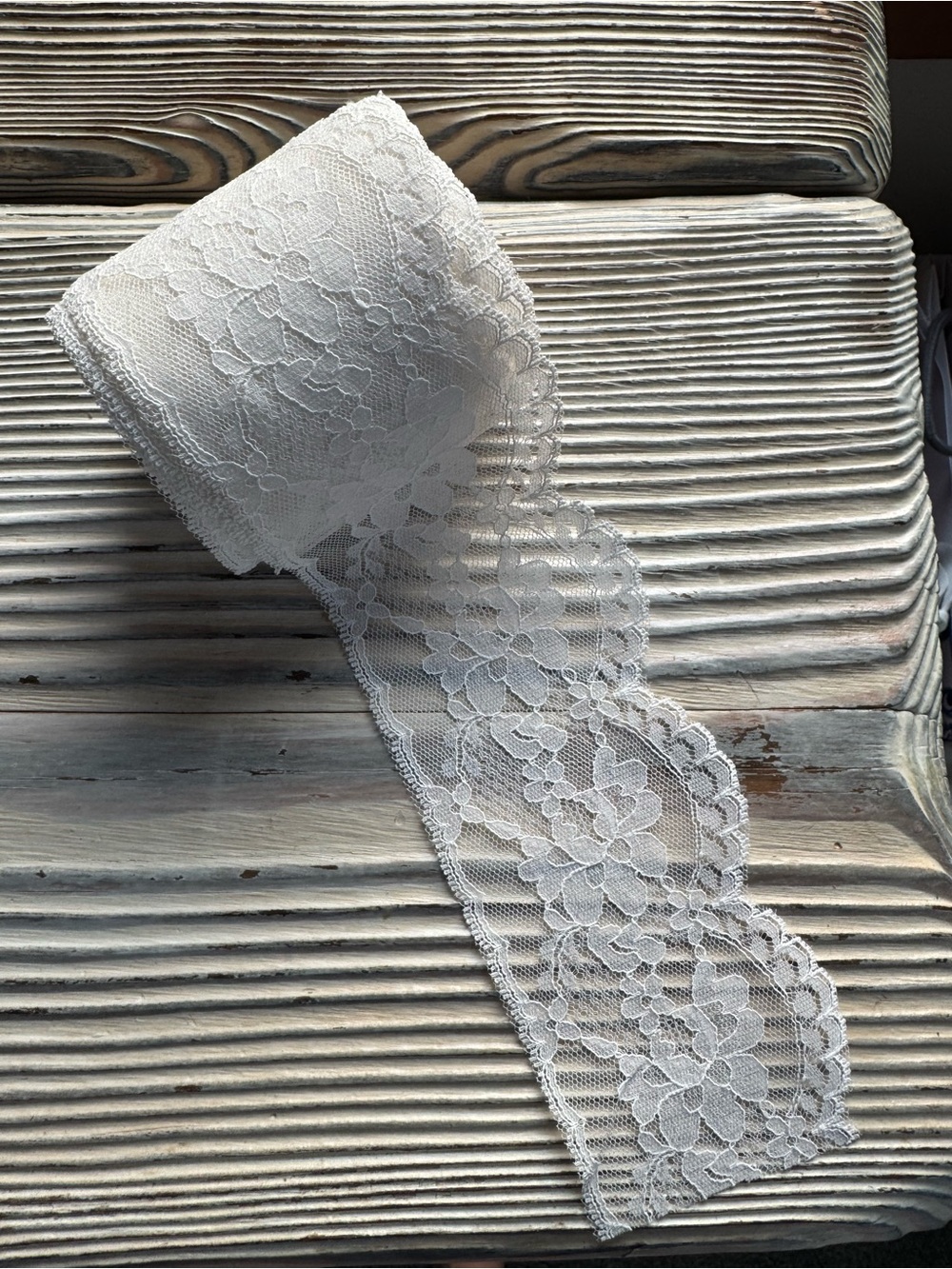 Wide Floral Lace Trim Ribbon — Ivory Lace
